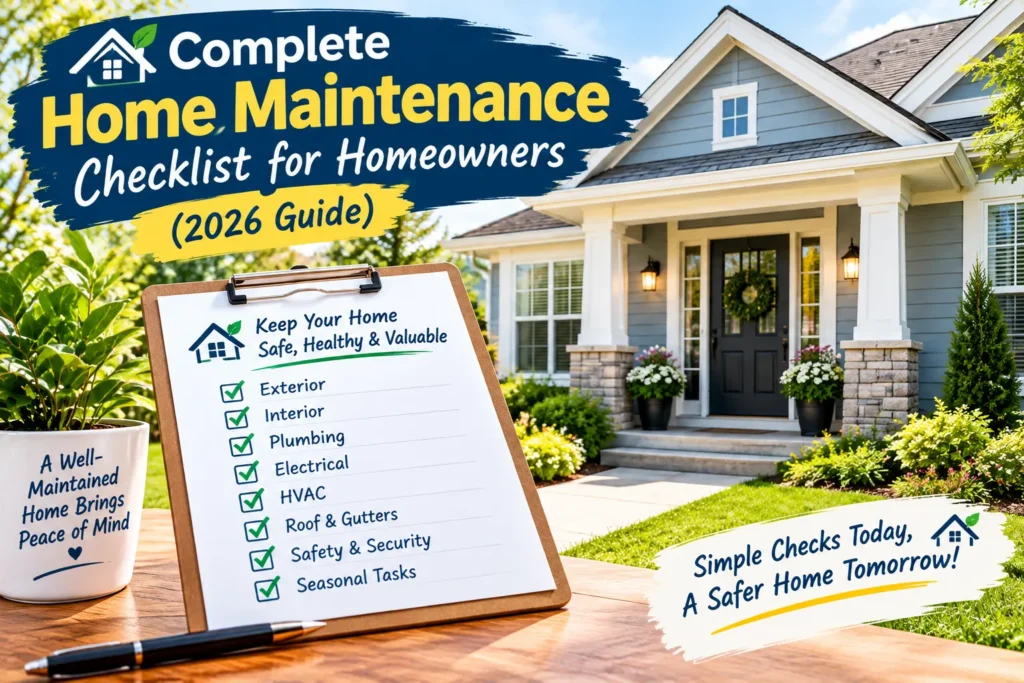Complete Home Maintenance Checklist for Homeowners (2026 Guide)