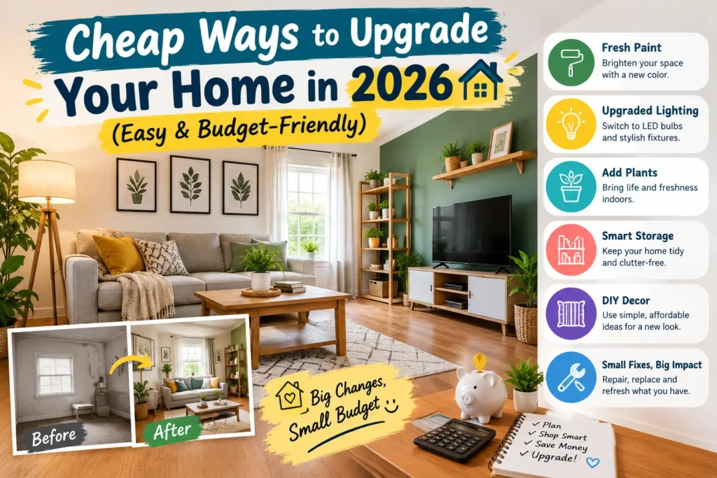 Cheap Ways to Upgrade Your Home in 2026 (Easy & Budget-Friendly)